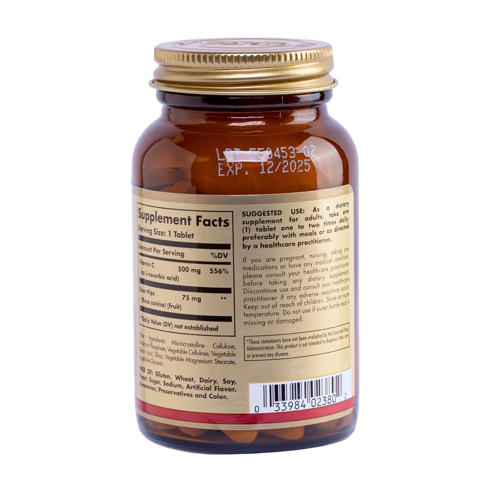 Viên uống Solgar Vitamin C 500mg w Rose Hips (lọ 100 viên) bổ sung vitamin C 3
