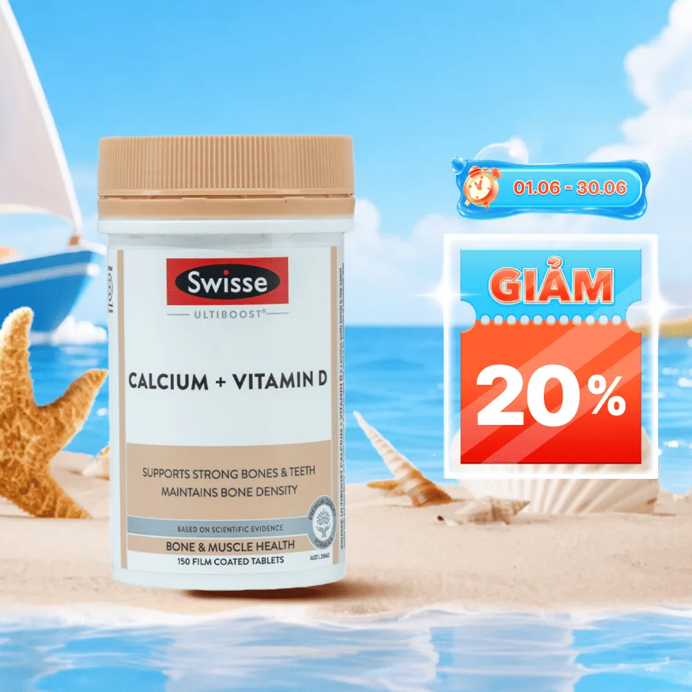 Viên uống Swisse Ultiboost Calcium + Vitamin D hỗ trợ xương (90 viên)