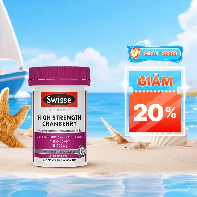 VIÊN UỐNG HỖ TRỢ SỨC KHỎE ĐƯỜNG TIẾT NIỆU SWISSE ULTIBOOST HIGH STRENGTH CRANBERRY 30V