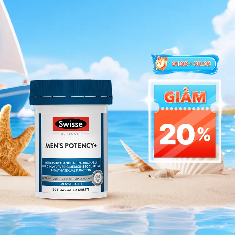 Viên uống SWISSE Ultiboost Men's Potency+ hỗ trợ Sức khỏe sinh sản Nam (Hộp 30 viên)