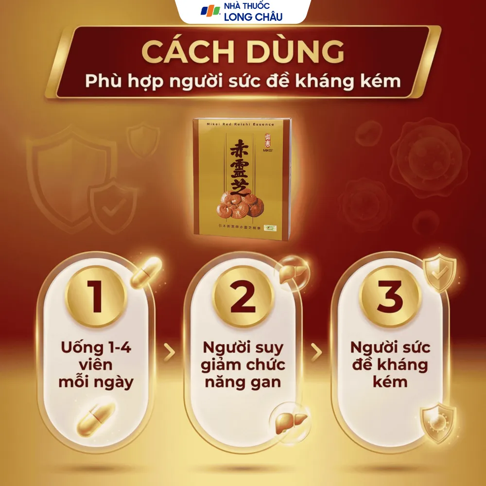 Thực phẩm bảo vệ sức khoẻ Xích Linh Chi Mikei hỗ trợ tăng cường miễn dịch và chức năng gan (Hộp 60 viên) 4