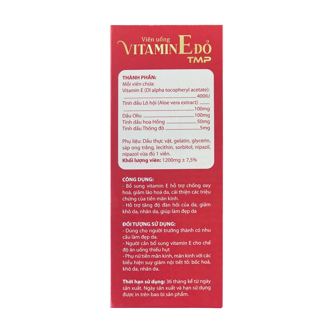 Viên uống TMP Vitamin E Đỏ (Hộp 30 viên) giúp làm đẹp da, chống lão hóa 3