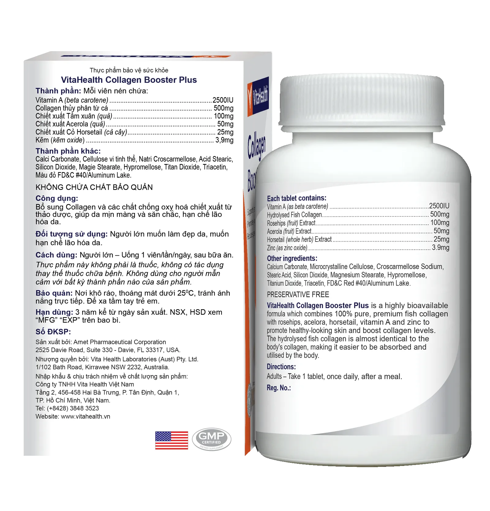 Viên uống VitaHealth Collagen Booster Plus giúp đẹp da, hạn chế lão hóa (60 viên) 3