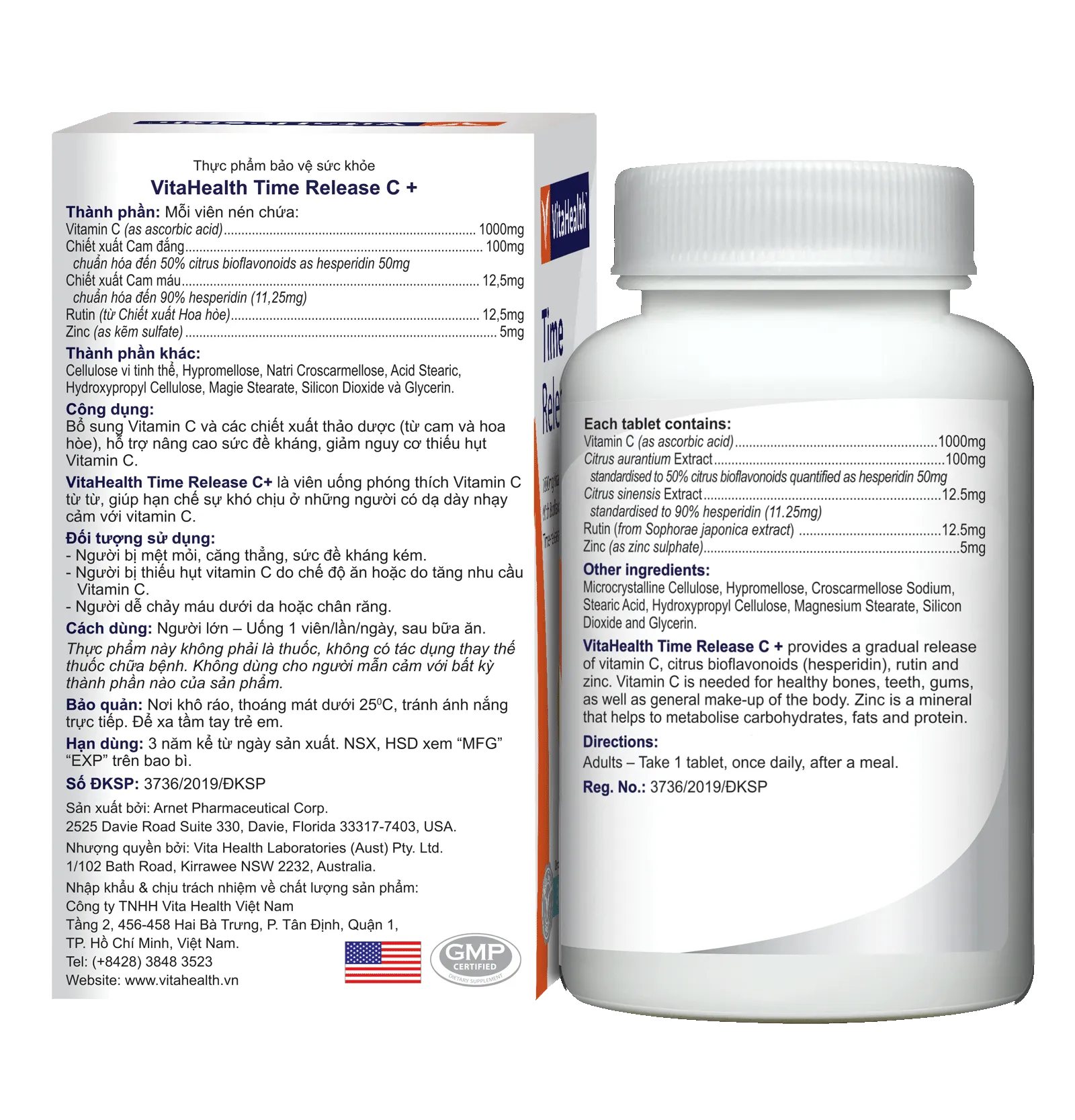 Viên Uống Vitahealth Time Release C+ Bổ Sung Vitamin C Tăng Cường Sức Đề Kháng (Hộp 30 Viên) 3