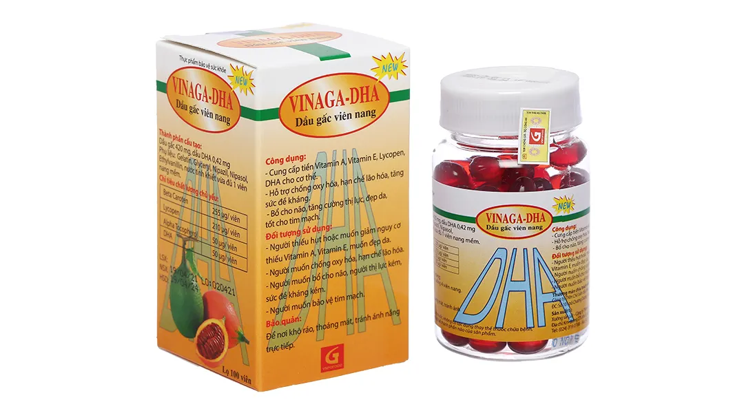 VIÊN UỐNG GIÚP BỔ NÃO DẦU GẤC VIÊN NANG VINAGA - DHA 100V 2