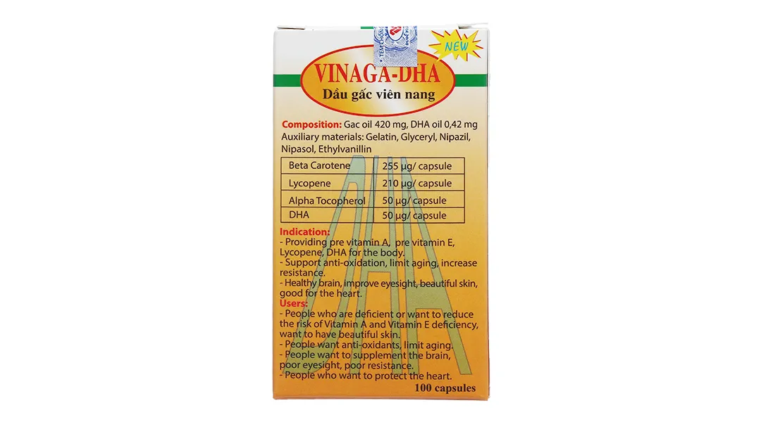 VIÊN UỐNG GIÚP BỔ NÃO DẦU GẤC VIÊN NANG VINAGA - DHA 100V 4