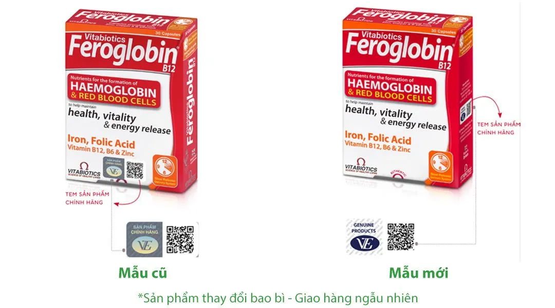 VIÊN UỐNG HỖ TRỢ TĂNG KHẢ NĂNG TẠO MÁU FEROGLOBIN B12 VITABIOTICS 30V 2