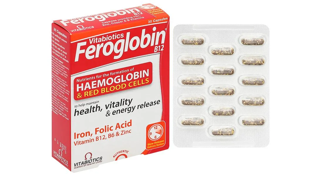 VIÊN UỐNG HỖ TRỢ TĂNG KHẢ NĂNG TẠO MÁU FEROGLOBIN B12 VITABIOTICS 30V 3