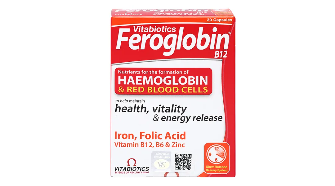 VIÊN UỐNG HỖ TRỢ TĂNG KHẢ NĂNG TẠO MÁU FEROGLOBIN B12 VITABIOTICS 30V 16