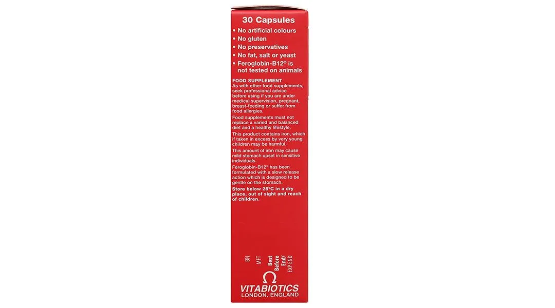 VIÊN UỐNG HỖ TRỢ TĂNG KHẢ NĂNG TẠO MÁU FEROGLOBIN B12 VITABIOTICS 30V 6