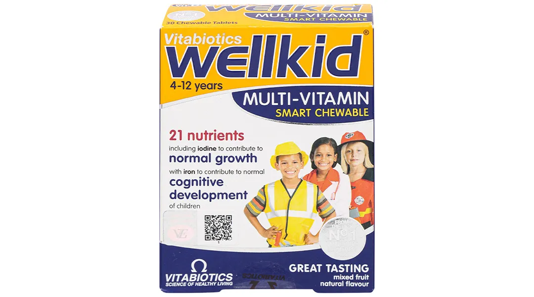 Vitabiotics Wellkid Multi-Vitamin Smart Chewable hỗ trợ tăng cường sức khỏe hộp 30 viên 16