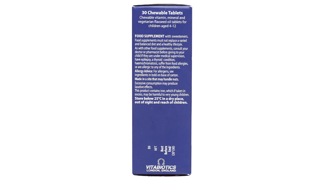 Vitabiotics Wellkid Multi-Vitamin Smart Chewable hỗ trợ tăng cường sức khỏe hộp 30 viên 19