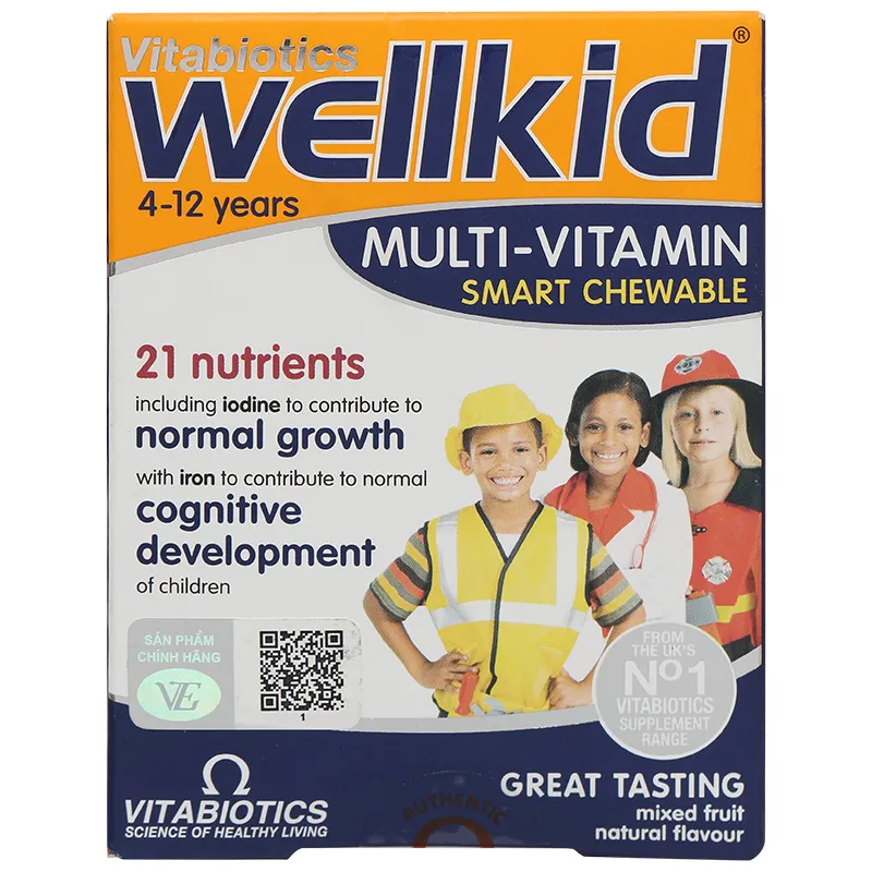 Vitabiotics Wellkid Multi-Vitamin Smart Chewable hỗ trợ tăng cường sức khỏe hộp 30 viên 4