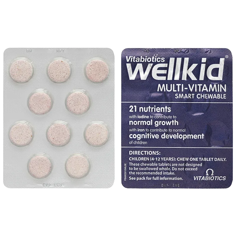 Vitabiotics Wellkid Multi-Vitamin Smart Chewable hỗ trợ tăng cường sức khỏe hộp 30 viên 10