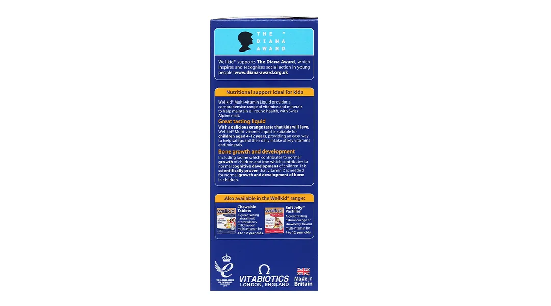 SIRO BỔ SUNG VITAMIN KHOÁNG CHẤT CHO TRẺ WELLKID MULTI-VITAMIN LIQUID VITABIOTICS 150ML 5