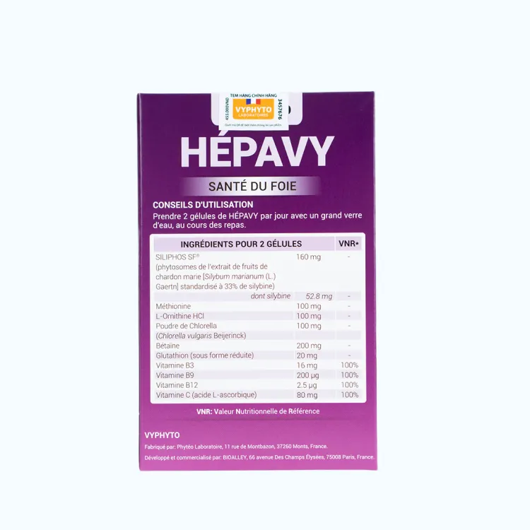 VYPHYTO HEPAVY Hỗ Trợ Cải Thiện Chức Năng Gan (Hộp 30 Viên) 2