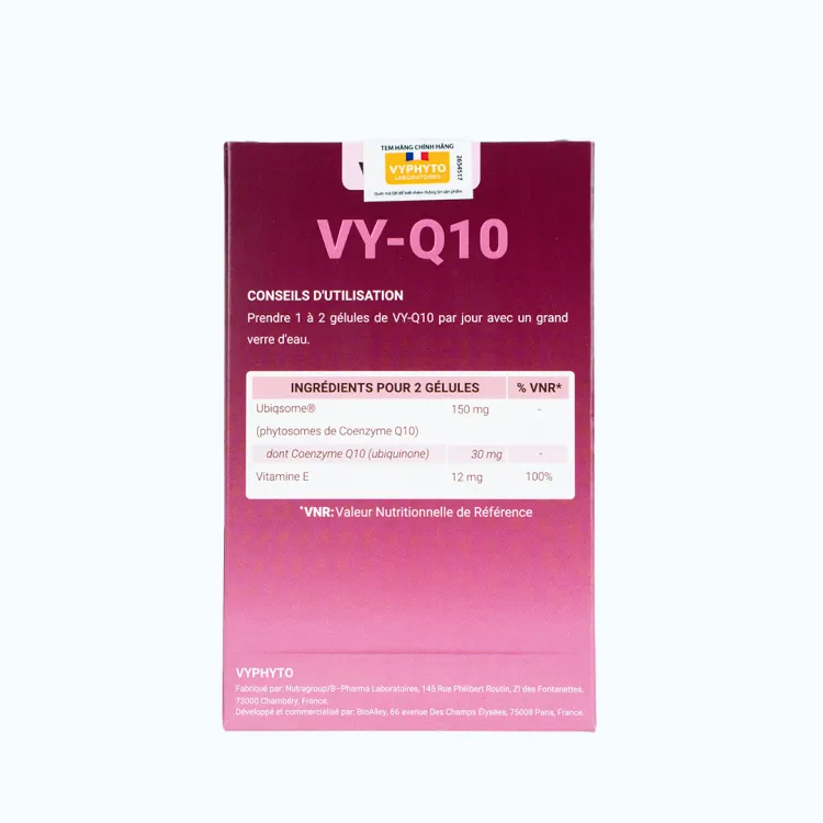 VYPHYTO VY-Q10 Hỗ Trợ Sức Khỏe Tim Mạch (Hộp 30 Viên) 2