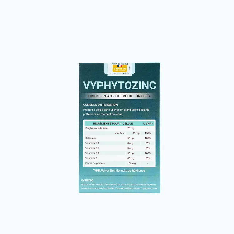 VYPHYTO ZINC BISGLYCINATE Hỗ Trợ Tăng Sức Đề Kháng (Hộp 40 viên) 3