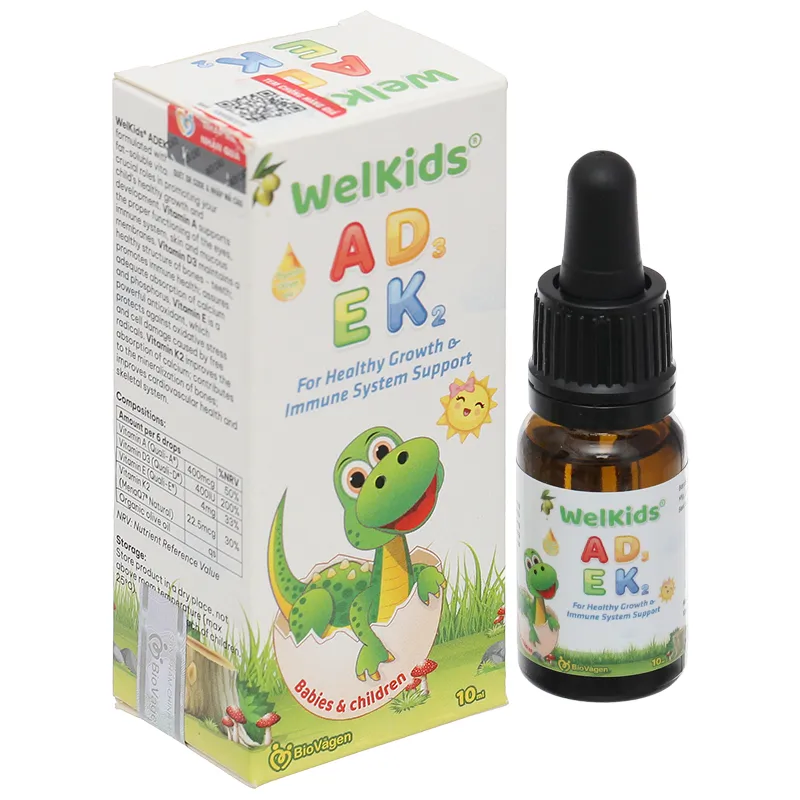Welkids ADEK hỗ trợ tăng cường sức khỏe cho trẻ em chai 10ml 2