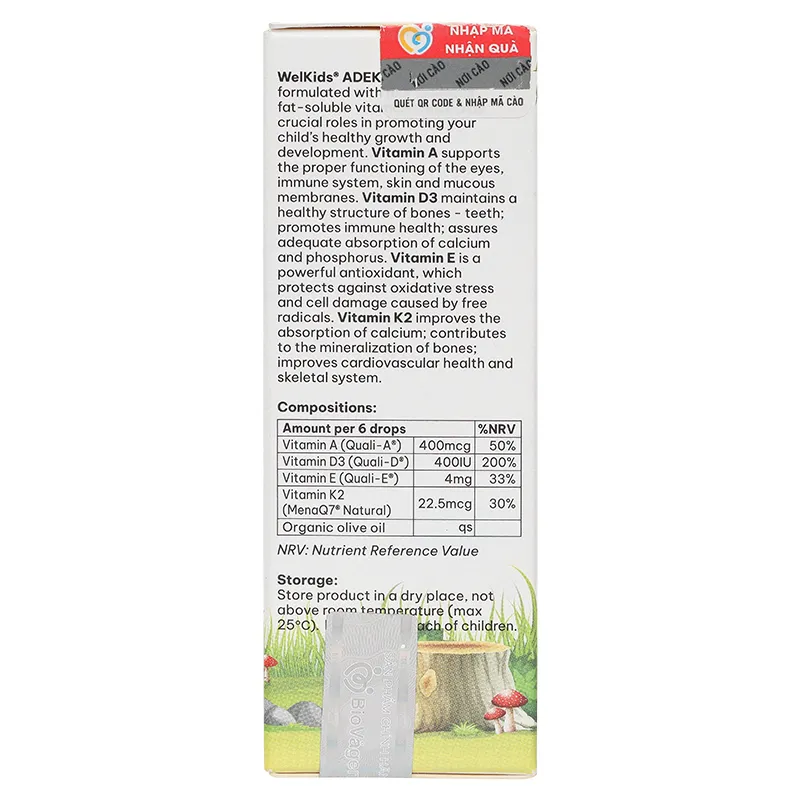 Welkids ADEK hỗ trợ tăng cường sức khỏe cho trẻ em chai 10ml 5