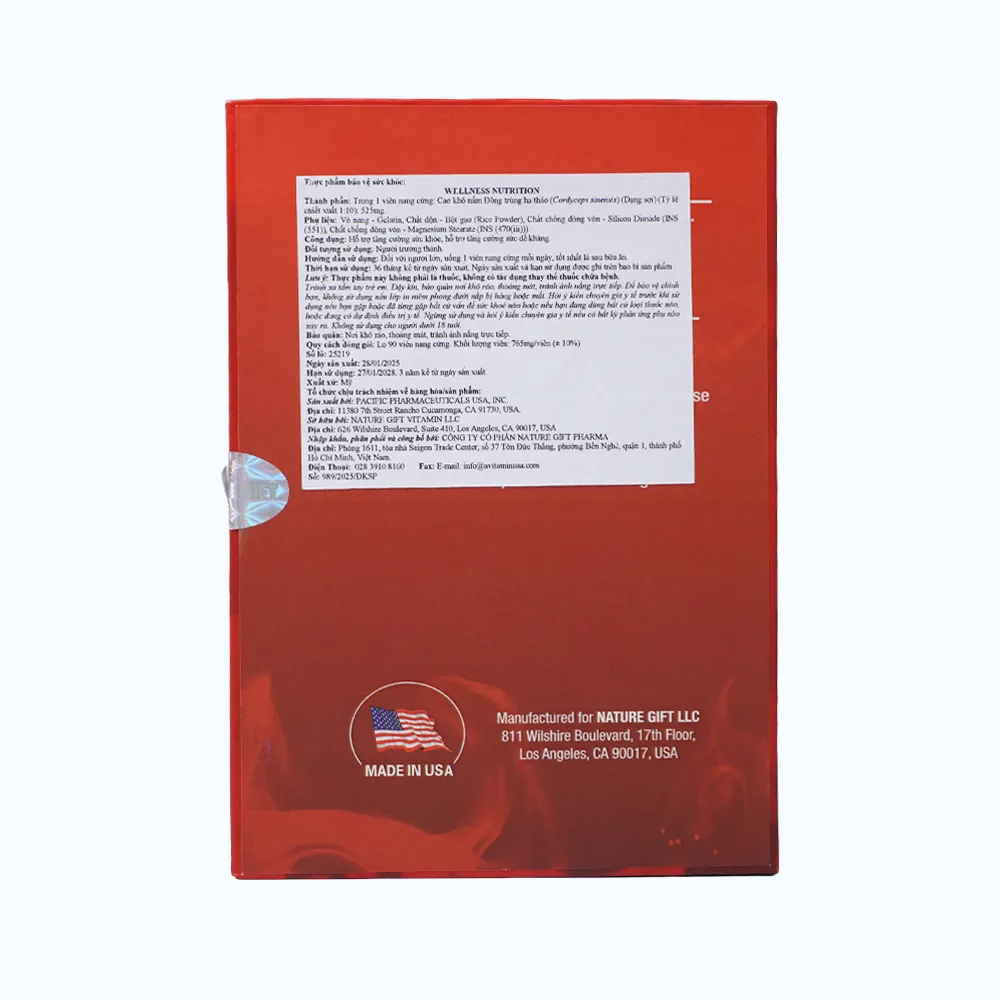 Wellness Nutrition Cordyceps Đông Trùng Hạ Thảo (Hộp 90 viên) 4