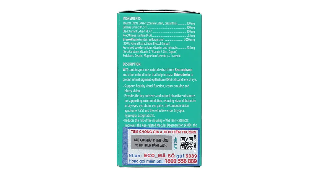 Thực phẩm bảo vệ sức khoẻ: Wit chai 30 viên 5