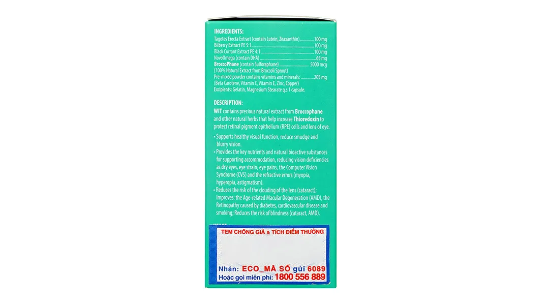 Thực phẩm bảo vệ sức khoẻ: Wit chai 30 viên 9